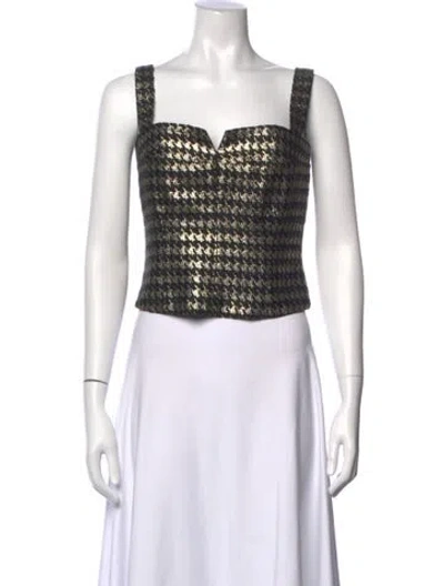 Pre-owned Smythe Houndstooth Print V-neck Top W/ Tags In Multi