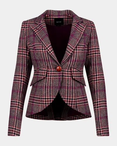 Smythe Houndstooth Wool One-button Blazer In Red