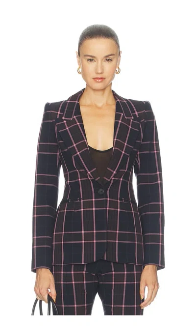 Smythe Hourglass Blazer In Fig Plaid