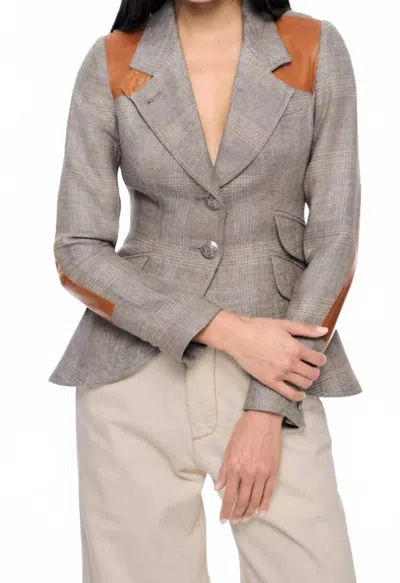 Smythe Hunting Blazer W/ Rectangle Elbow Patch In Dove Glencheck In Gray