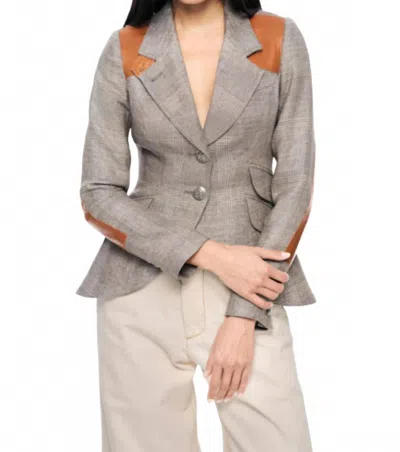 Smythe Hunting Blazer With Rectangle Elbow Patch In Dove Glencheck In Gray