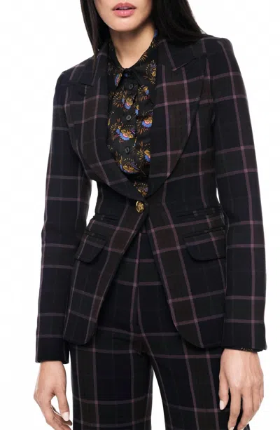 Smythe Hutton Plaid Blazer In Rosewood In Black