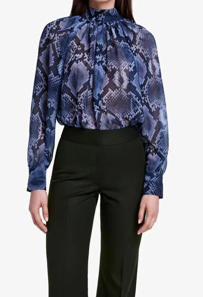 Smythe Kitten Blouse In Blue Snake