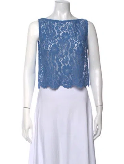 Pre-owned Smythe Lace Pattern Bateau Neckline Top In Blue