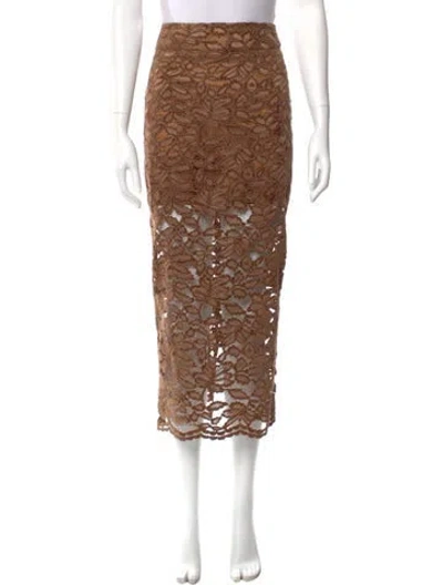 Pre-owned Smythe Lace Pattern Midi Length Skirt W/ Tags In Brown