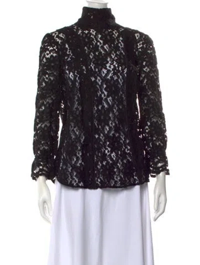 Pre-owned Smythe Lace Pattern Turtleneck Blouse W/ Tags In Black