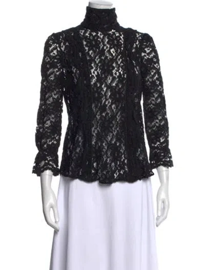 Pre-owned Smythe Lace Pattern Turtleneck Top In Black