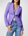 SMYTHE LEATHER ELBOW-PATCH LINEN DUCHESS BLAZER