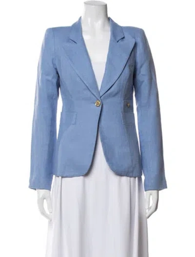 Pre-owned Smythe Linen Blazer In Blue/white
