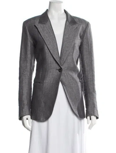 Pre-owned Smythe Linen Blazer In Grey