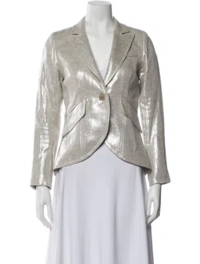 Pre-owned Smythe Linen Blazer In Metallic/silver