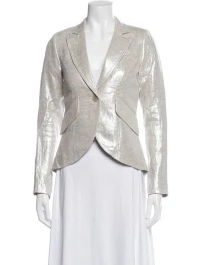 Pre-owned Smythe Linen Blazer W/ Tags In Silver