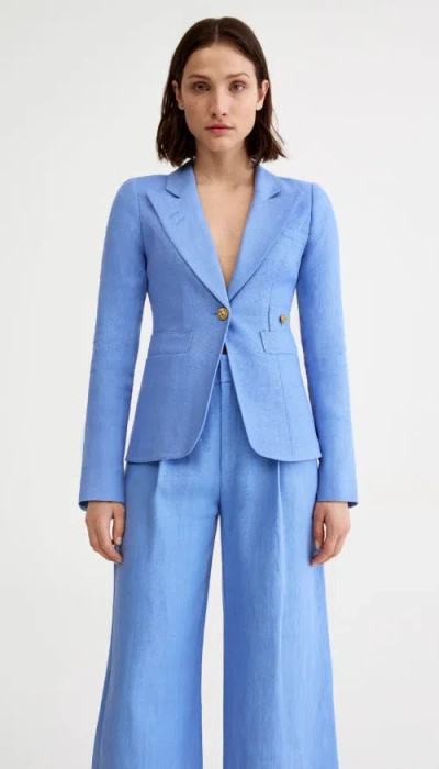 Smythe Linen Classic Duchess Blazer In Periwinkle Linen