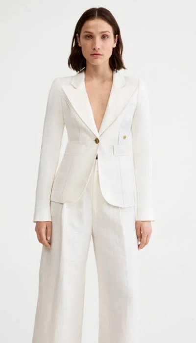Smythe Linen Classic Duchess Blazer In White Linen