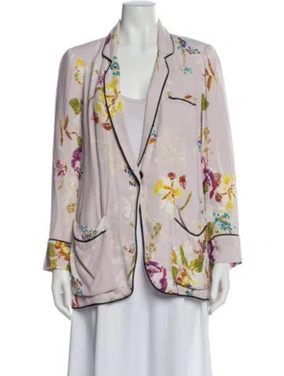 Pre-owned Smythe Linen Floral Print Blazer In Multi