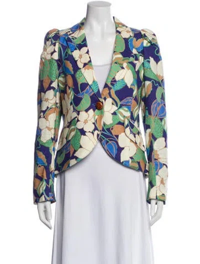 Pre-owned Smythe Linen Floral Print Blazer In Multi