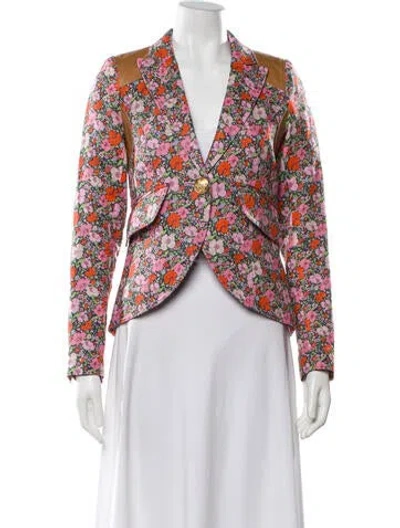 Pre-owned Smythe Linen Floral Print Blazer In Multi