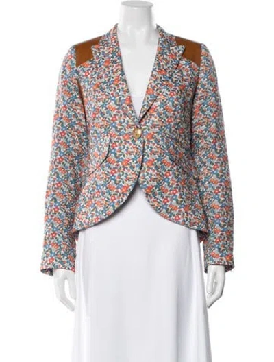 Pre-owned Smythe Linen Floral Print Blazer In Multi