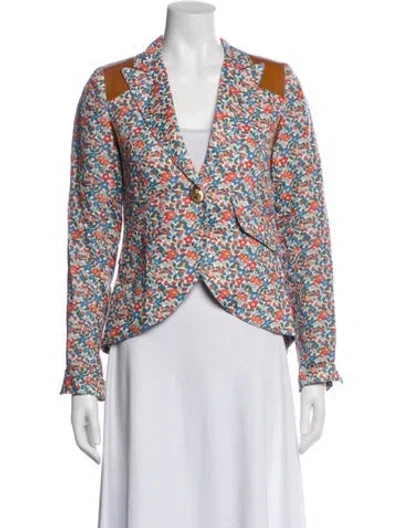 Pre-owned Smythe Linen Floral Print Evening Jacket In Multi