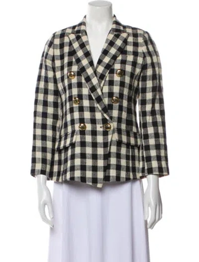 Pre-owned Smythe Linen Plaid Print Blazer