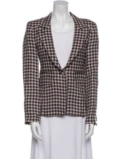 Pre-owned Smythe Linen Plaid Print Blazer In Multi
