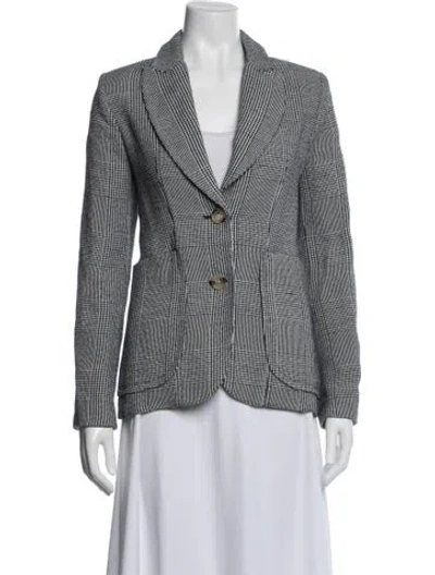 Pre-owned Smythe Linen Plaid Print Blazer In Multi