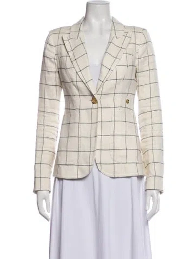 Pre-owned Smythe Linen Plaid Print Blazer In Neutrals