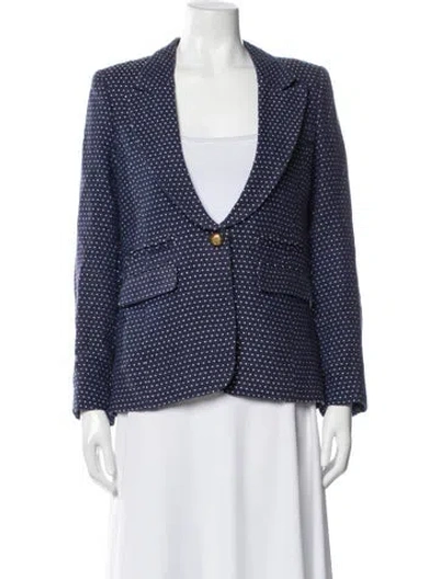 Pre-owned Smythe Linen Polka Dot Print Blazer In Blue