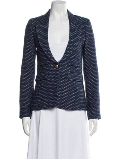 Pre-owned Smythe Linen Polka Dot Print Blazer In Blue