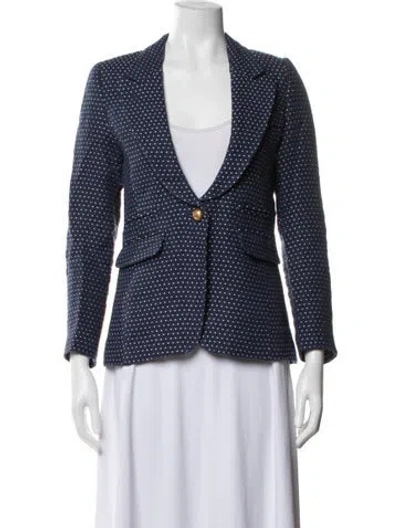 Pre-owned Smythe Linen Polka Dot Print Blazer In Blue