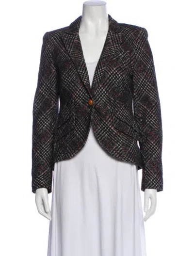 Pre-owned Smythe Linen Printed Blazer In Black