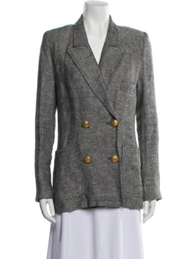 Pre-owned Smythe Linen Printed Blazer In Gray