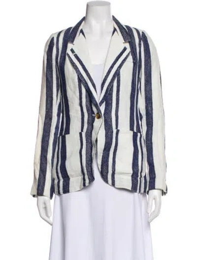 Pre-owned Smythe Linen Striped Blazer
