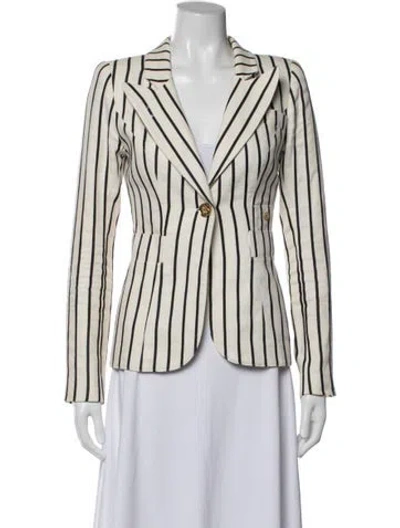 Pre-owned Smythe Linen Striped Blazer In Black/neutrals