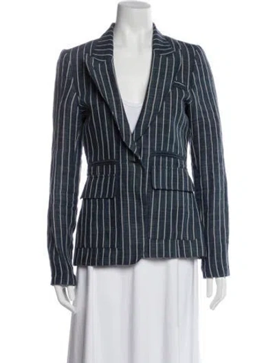 Pre-owned Smythe Linen Striped Blazer In Blue