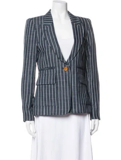 Pre-owned Smythe Linen Striped Blazer In Blue