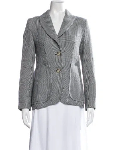 Pre-owned Smythe Linen Striped Blazer In Gray