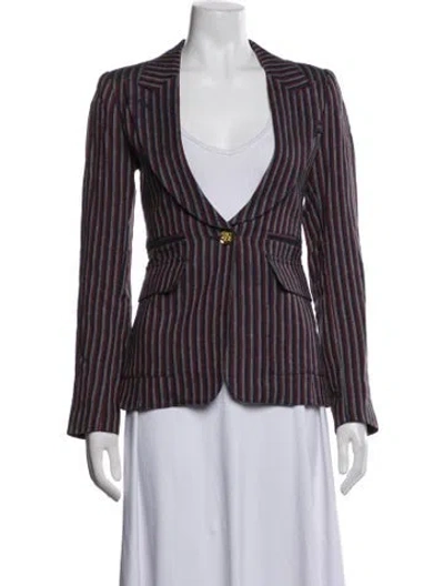 Pre-owned Smythe Linen Striped Blazer In Multicolor