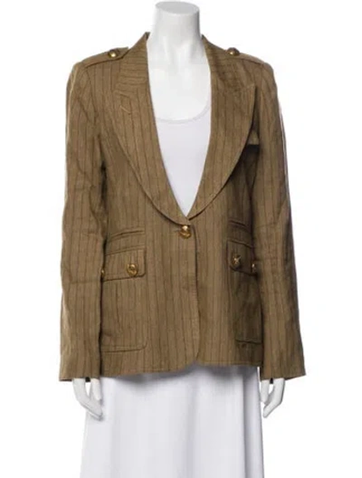 Pre-owned Smythe Linen Striped Blazer In Neutral