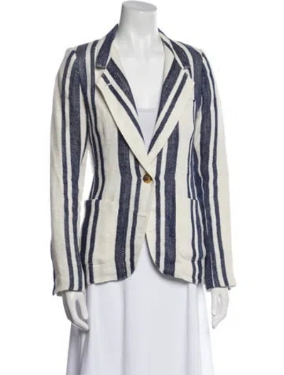 Pre-owned Smythe Linen Striped Blazer In Neutral