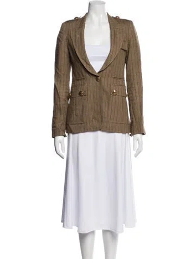Pre-owned Smythe Linen Striped Blazer In Neutral