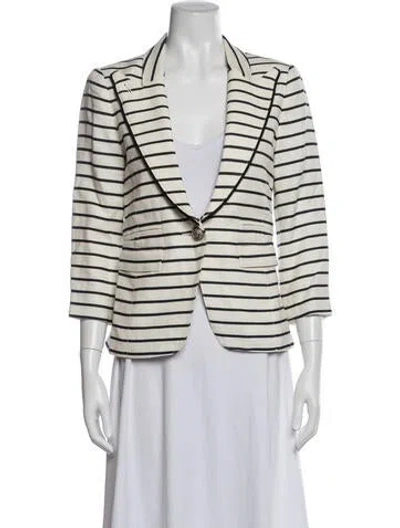 Pre-owned Smythe Linen Striped Blazer In Neutrals