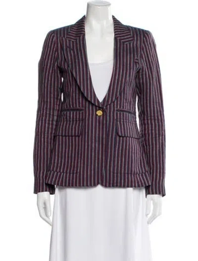 Pre-owned Smythe Linen Striped Blazer In Red