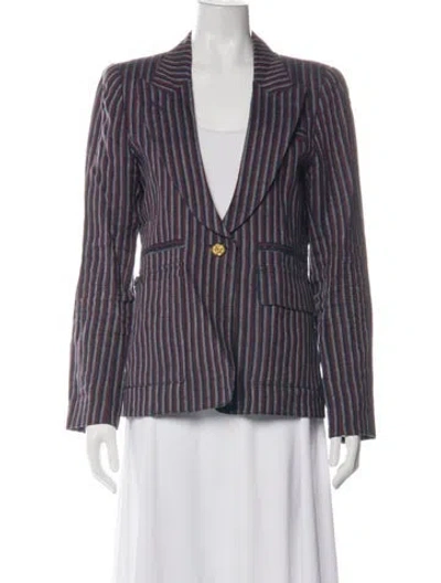Pre-owned Smythe Linen Striped Blazer In Red