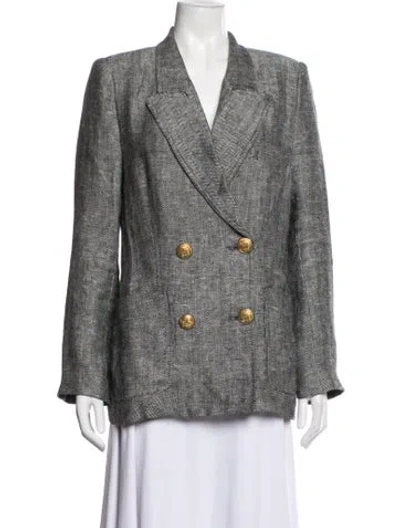 Pre-owned Smythe Linen Tweed Pattern Blazer In Grey