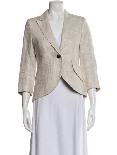 Pre-owned Smythe Linen Tweed Pattern Blazer In Neutral
