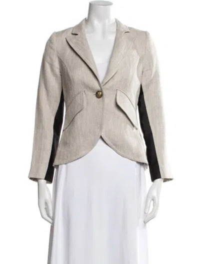 Pre-owned Smythe Linen Tweed Pattern Blazer In Neutral