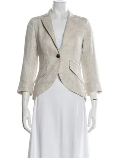 Pre-owned Smythe Linen Tweed Pattern Blazer In Neutral