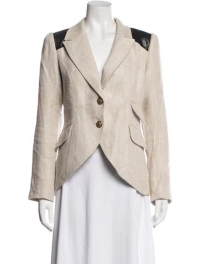 Pre-owned Smythe Linen Tweed Pattern Blazer In Neutrals