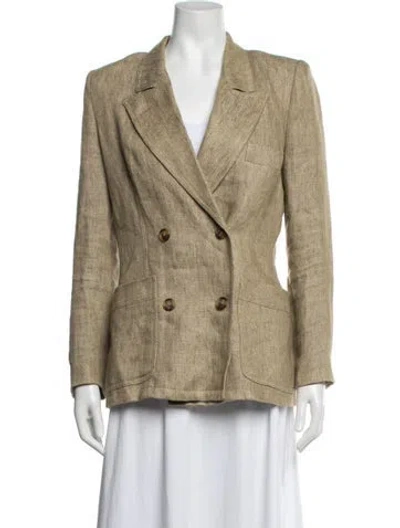 Pre-owned Smythe Linen Tweed Pattern Blazer In Neutrals